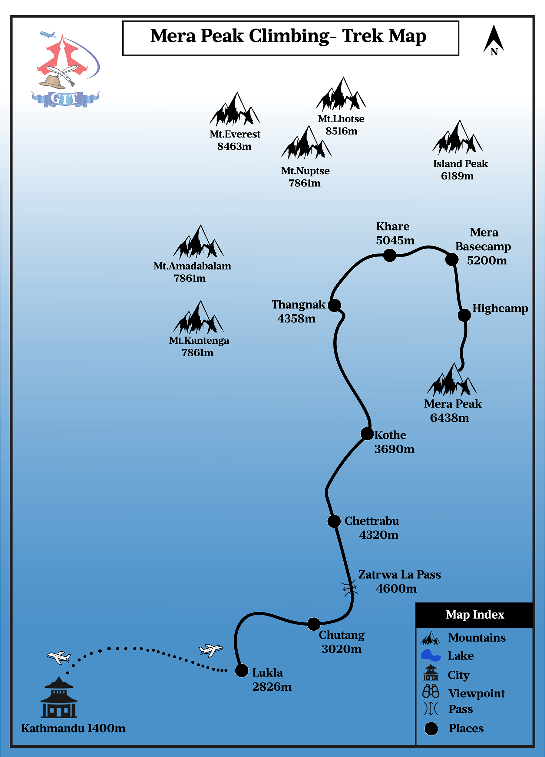 route-mapMera Peak Climbing 15 Days